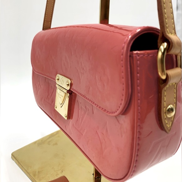 Auth Louis Vuitton LV Pink Framboise Vernis Monogram Leather Malibu Street Bag - Picture 1 of 16